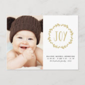 金ゴールドとホワイトホリデーの誕生発表写真 ポストカード (正面)