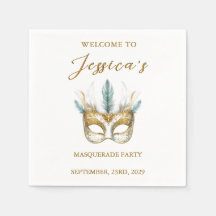 金ゴールドとホワイトマスクマスカレードパーティー誕生日