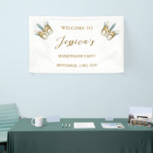 金ゴールドとホワイトマスクマスカレードパーティー誕生日 横断幕 (トレードショー)