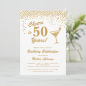 金ゴールドとホワイトマルティーニ誕生日 招待状 (スタンド正面)