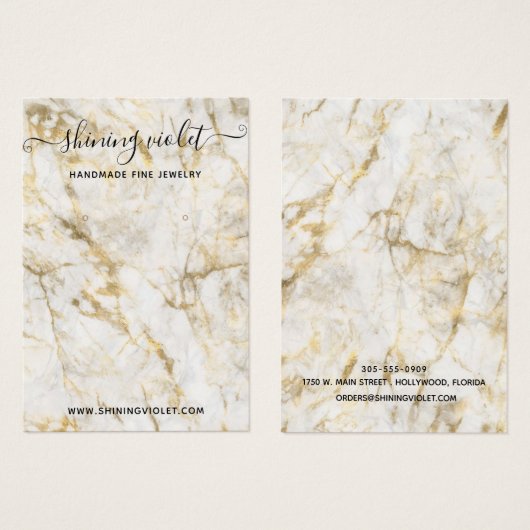 金ゴールドとホワイトマーブルイヤリング&ネックレスディスプレイ (正面&裏面)