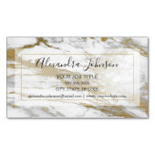 金ゴールドとホワイトマーブルストーンプロフェッショナル モダン マグネット名刺 (正面)
