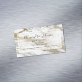 金ゴールドとホワイトマーブルストーンプロフェッショナル モダン マグネット名刺 (インサイチュ)