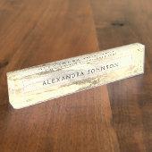 金ゴールドとホワイトマーブルプロフェッショナル モダン デスクネームプレート (側面)