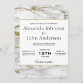 金ゴールドとホワイトマーブル結婚式招待状 招待状 (正面/裏面)