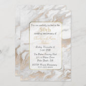 金ゴールドとホワイトマーブル記念日招待状 招待状 (正面/裏面)