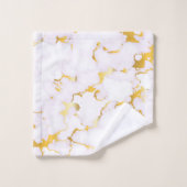 金ゴールドとホワイトマーブル バスタオルセット (ウォッシュタオル)