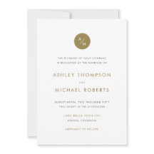 金ゴールドとホワイトミニマルモダンリストモノグラ結婚ム