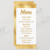 金ゴールドとホワイトメニュエレガントーグラムウェディングパーティー メニュー (正面/裏面)