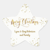 金ゴールドとホワイトメリークリスマススターのシール 星シール (正面)