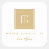 金ゴールドとホワイトモノグラムのビジネスのロゴシール スクエアシール (正面)