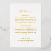 金ゴールドとホワイトモノグラム結婚の詳細 箔招待状 (正面)