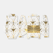 金ゴールドとホワイトレースハート結婚ズ フェイバーボックス (折り畳みなし)