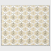 金ゴールドとホワイトレ華美ースのティアドロップパターン ラッピングペーパー (フラット)