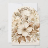 金ゴールドとホワイトローズアーチフレームブライダルシャワー 招待状 (正面)