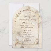 金ゴールドとホワイトローズアーチフレームブライダルシャワー 招待状 (裏面)