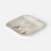 金ゴールドとホワイトローズキャンドルライト ペーパープレート (傾斜あり)