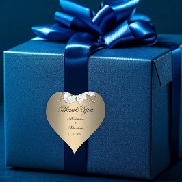 金ゴールドとホワイトローズ結婚の感謝 ハートシール