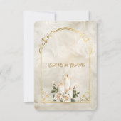 金ゴールドとホワイトローゼアーチフレームキャンドルライト セーブザデート (正面)