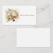 金ゴールドとホワイトロ結婚ーズブーケ 名刺 (正面/裏面)