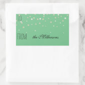 金ゴールドとホワイト紙吹雪ギフトラベル 長方形シール (バッグ)