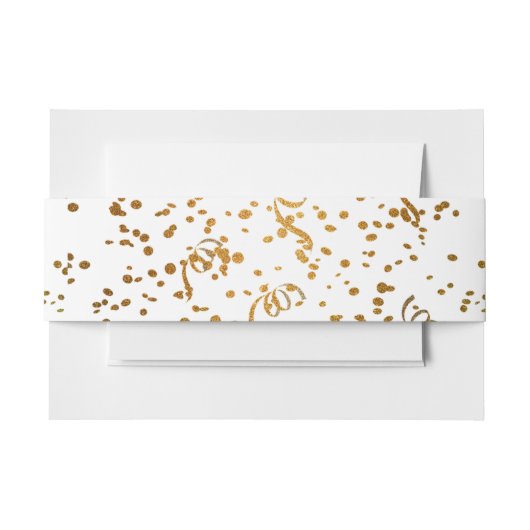 金ゴールドとホワイト紙吹雪結婚のベリーバンド 招待状ベリーバンド (正面例)