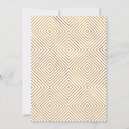 金ゴールドとホワイト結婚のタイポグラフィとハート 招待状 (裏面)