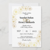 金ゴールドとホワイト結婚式招待状 招待状 (正面)