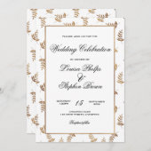 金ゴールドとホワイト結婚式招待状 招待状 (正面/裏面)