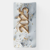 金ゴールドとホワイト2025 横断幕 (縦)