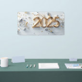 金ゴールドとホワイト2025 横断幕 (トレードショー)