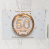 金ゴールドとホワイト50周年記念紙ランチョンマット ペーパーパッド (インサイチュ)