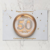 金ゴールドとホワイト50周年記念紙ランチョンマット ペーパーパッド (正面)