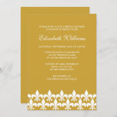 金ゴールドとホワイト（紋章の）フラ・ダ・リブライダルシャワー 招待状 (正面/裏面)