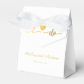 金ゴールドとホワイトIドゥ結婚式の引き出物ボックス フェイバーボックス (正面サイド)