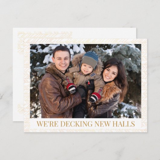 金ゴールドとホワエレガントイトフォトホリデームービング 案内ポストカード (正面/裏面)