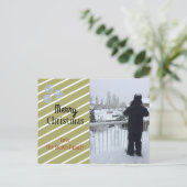 金ゴールドとホワストライプイトの祝日のフォトカード シーズンポストカード (スタンド正面)