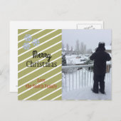 金ゴールドとホワストライプイトの祝日のフォトカード シーズンポストカード (正面/裏面)