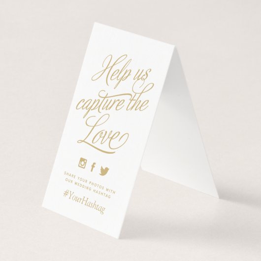 金ゴールドとホワパーソナライズされたイ結婚トのハッシュタグ (裏面)