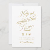 金ゴールドとホワパーソナライズされたイ結婚トのハッシュタグ (正面)