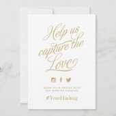 金ゴールドとホワパーソナライズされたイ結婚トのハッシュタグ (裏面)