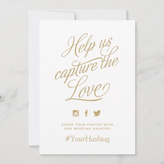 金ゴールドとホワパーソナライズされたイ結婚トのハッシュタグ (裏面)