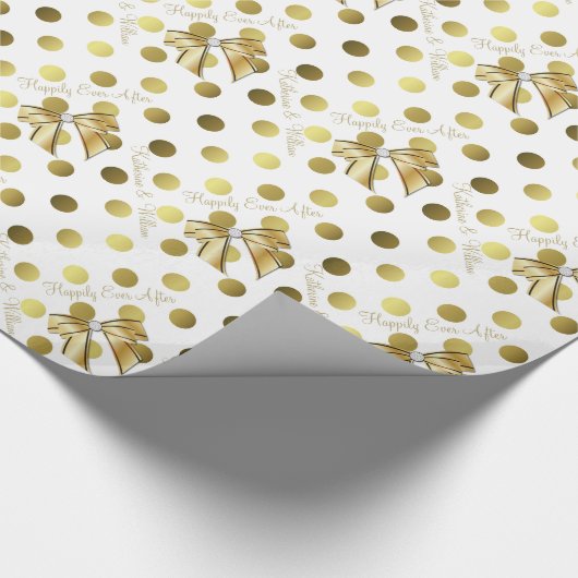 金ゴールドとホワパーソナライズされたイ結婚トの包装紙 ラッピングペーパー (角)