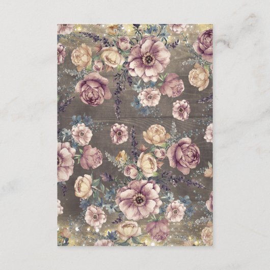 金ゴールドとマウヴの素朴情報結婚ゲスト エンクロージャーカード (裏面)