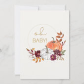 金ゴールドとマルーンカボチャ秋ベビーシャワー 招待状 (裏面)