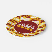 金ゴールドとマルーンパーソナライズされた卒業 ペーパープレート (アングル)