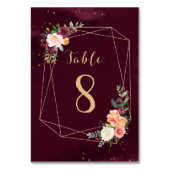 金ゴールドとマルーンフローラ水色結婚の テーブルナンバー (裏面)