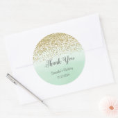 金ゴールドとミントウォーター色誕生日シール ラウンドシール (封筒)