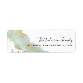 金ゴールドとミント金ゴールドフォイルのクリスマス差出人住所 ラベル