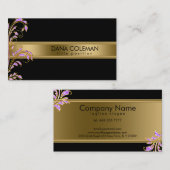 金ゴールドとメタリックピンクの渦巻き 名刺 (正面/裏面)